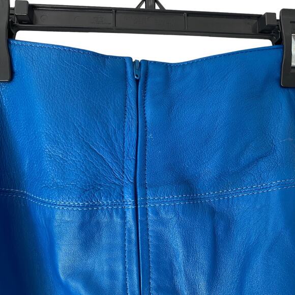 LNR La Nouvelle Renaissance Blue Leather Panel Pencil Skirt size 6 lined - Picture 5 of 8